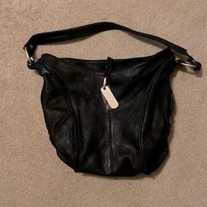 Charles David beautiful soft black handbag with brass accents